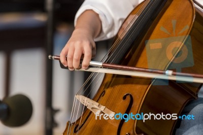 Boy Plays Cello Stock Photo