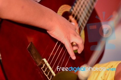 Boy Plays Guitar Stock Photo