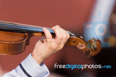 Boy Plays Violin Stock Photo