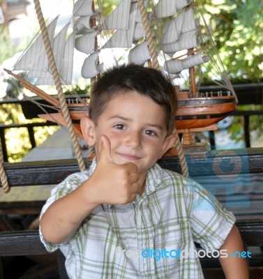 Boy Shows Ok Stock Photo