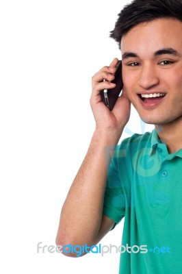 Boy Speaking To His Girlfriend Stock Photo