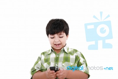 Boy Text Messaging Stock Photo