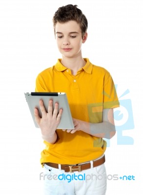 Boy Using Tablet Pc  Stock Photo