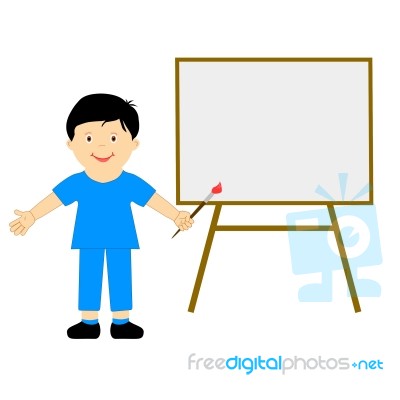 Boy With Brush Means School Boy Artist Or Creative Art Stock Image