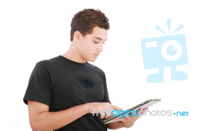 Boy With Tablet Pc Stock Photo