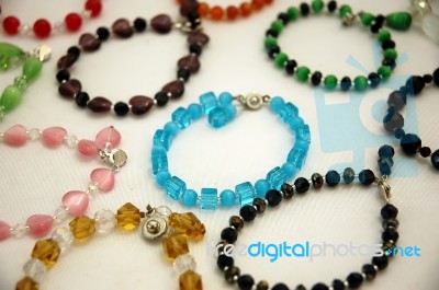 Bracelets Made Of Gemstones Stock Photo