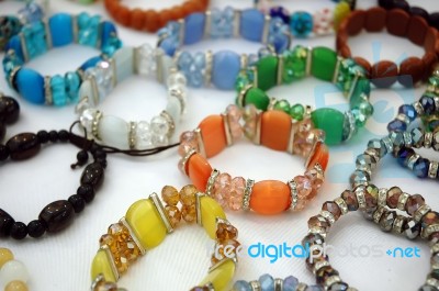 Bracelets Made Of Gemstones Stock Photo