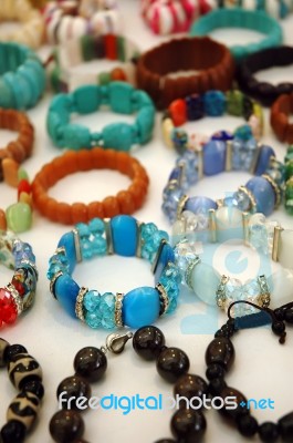 Bracelets Made Of Gemstones Stock Photo