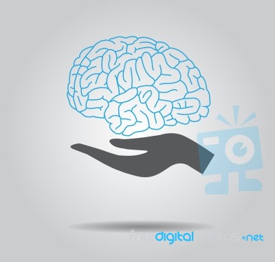 Brain And Hands Icons Stock Image