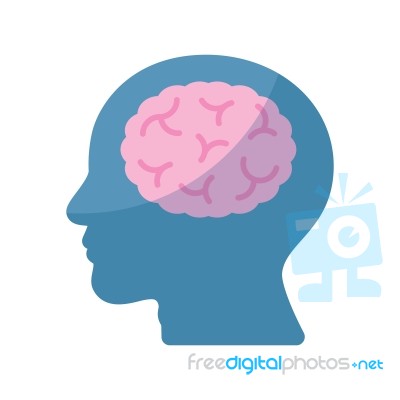 Brain Human Head Idea Flat Design Icon  Illustration Stock Image