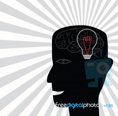 Brain Idea And Light Bulb Stock Image