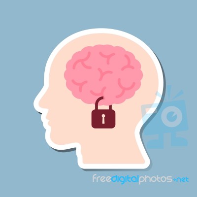 Brain Lock In Human Head Stock Image