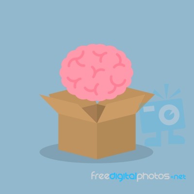 Brain Over Opened Box Stock Image