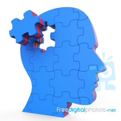 Brain Think Shows Thinking About And Reflect Stock Image