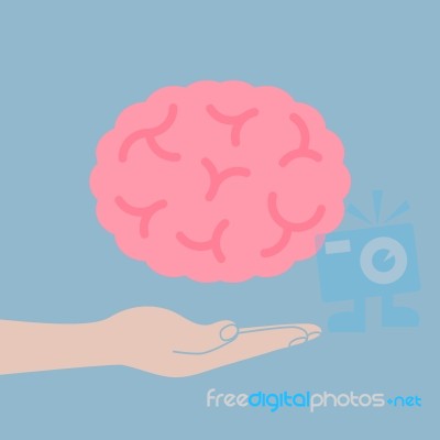 Brain With Hand Holding Stock Image