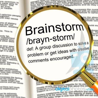 Brainstorm Definition Magnifier Stock Image