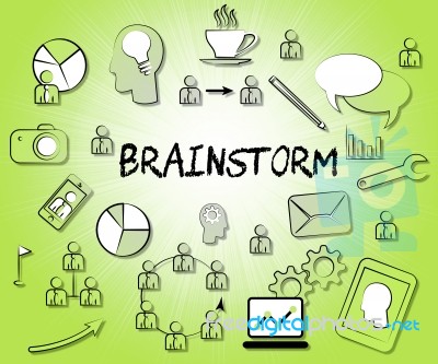 Brainstorm Icons Means Dream Up And Brainstorming Stock Image