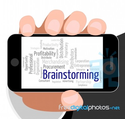 Brainstorming Word Shows Put Heads Together And Brainstormed Stock Image