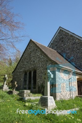 Bramber, West Sussex/uk - April 20 : Exterior View Of St Nichola… Stock Photo