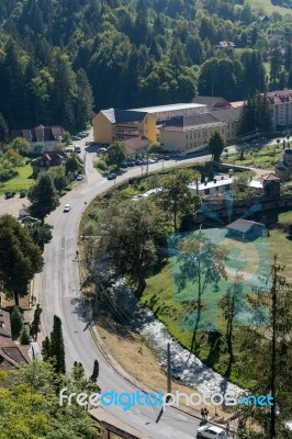 Bran, Transylvania/romania - September 20 : View Of Bran From Dr… Stock Photo