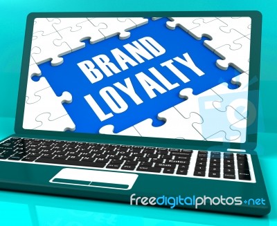 Brand Loyalty On Laptop Showing Successful Branding Stock Image