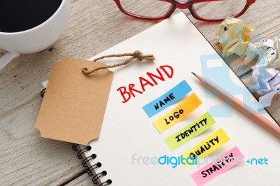 Brand Marketing Concept With Brand Tag Stock Photo