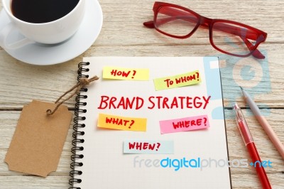 Brand Marketing Strategy Concept With Brand Tag Stock Photo