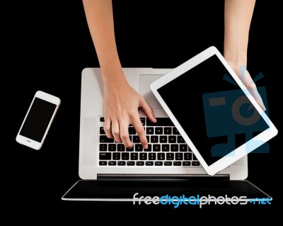 Brand New Laptop, Tablet And Smartphone Stock Photo