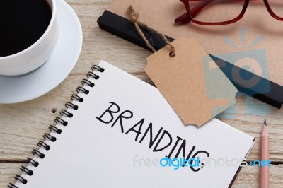 Branding Concept On Work Desk Stock Photo