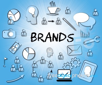 Brands Icons Indicates Company Identity And Branded Stock Image