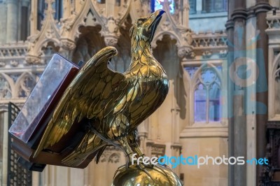 Brass Eagle Lecturn In Canterbury Cathedral Stock Photo