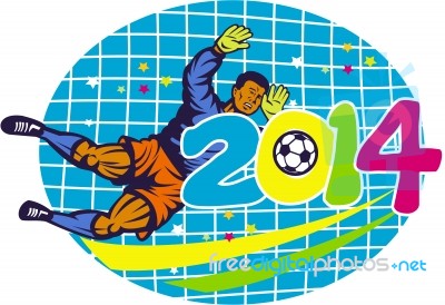 Brazil 2014 Goalie Football Player Retro Stock Image