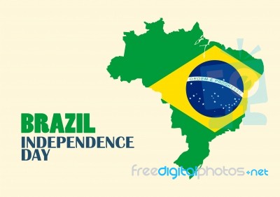 Brazil Independence Day With Brazil Map Stock Image