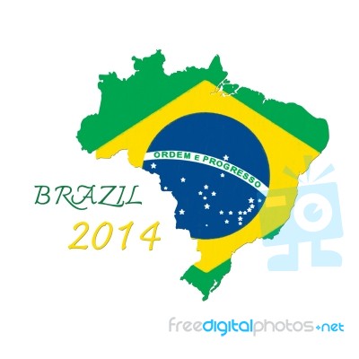 Brazil Map Flag Stock Image