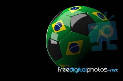 Brazil Soccer Ball Isolated Dark Background Stock Image