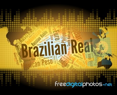 Brazilian Real Represents Currency Exchange And Broker Stock Image