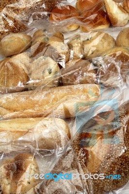 Bread And Cookies Stored In Cellophane Bags Stock Photo