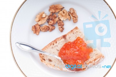 Bread And Pumpkin Jam Stock Photo