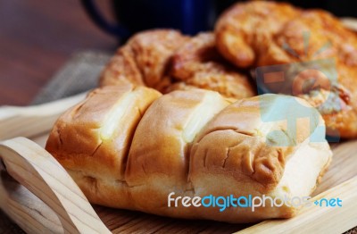 Bread On Tray Stock Photo