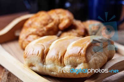 Bread On Tray Stock Photo