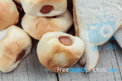 Bread On Wooden Stock Photo