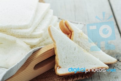 Bread On Wooden Floor Stock Photo