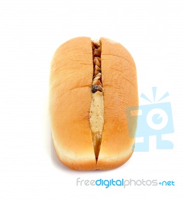 Bread With Coffee Cream Isolated On The White Background Stock Photo