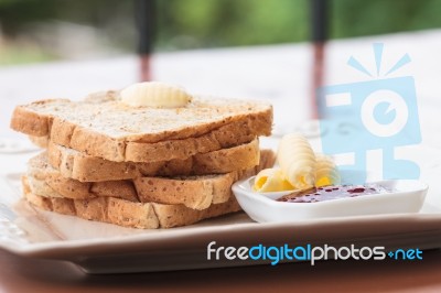 Bread With Jam Stock Photo