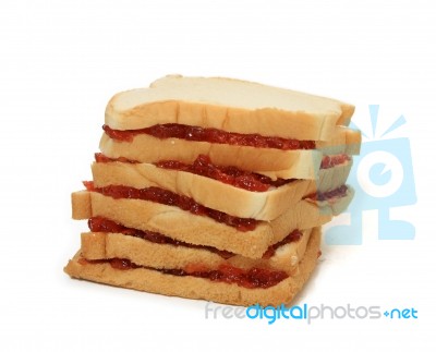 Bread With Strawberry Jam Stock Photo