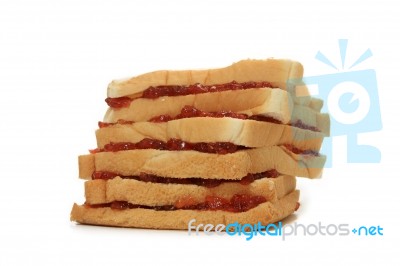 Bread With Strawberry Jam Stock Photo