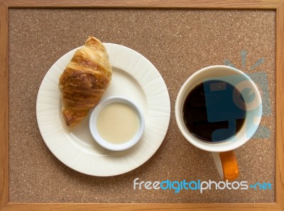 Breakfast Set On Corckboard Tray Stock Photo