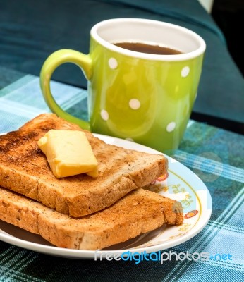 Breakfast Toast Represents Morning Meal And Bread Stock Photo