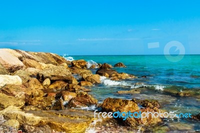 Breakwater Rocks Stock Photo