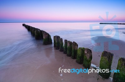 Breakwater Sunset Stock Photo